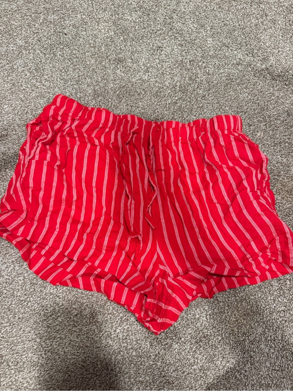 Auden Red and White Striped High-Waist Lounge Shorts